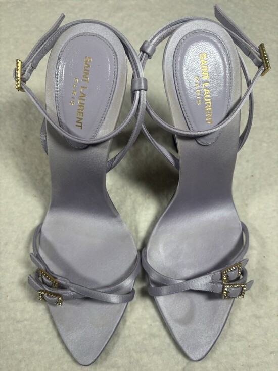 Saint Laurent YSL Lila Sandals Crepe Satin Lilac Light Purple Color Size 37.5 - Picture 7 of 10